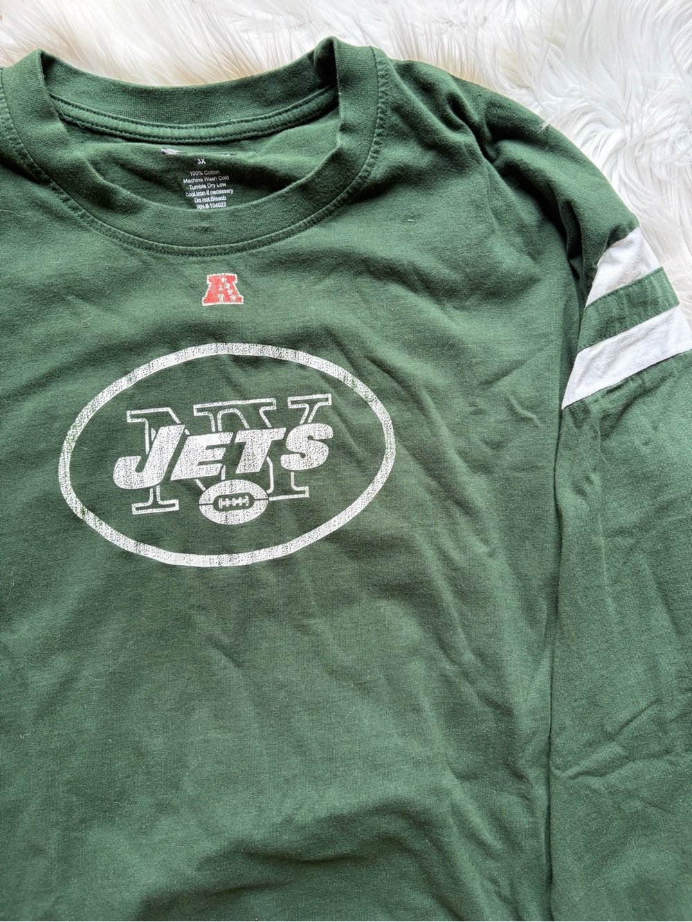 NFL New York Jets Forest Green Long Sleeve Tee with White Accents